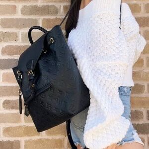 Chic Black Leather Backpack